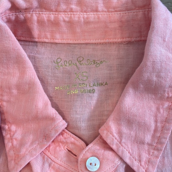 Lilly Pulitzer Sea View Linen Button Down in Cantaloupe, Size XS - Picture 3 of 7